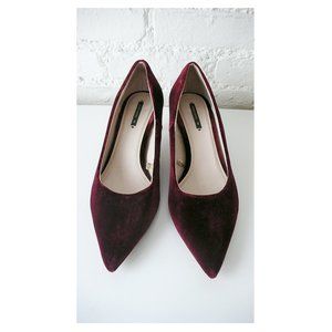 Zara Wine Velvet Heels Size 39